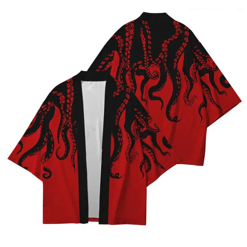 Octopus Japanese Style Kimono - Red / XL - KIMONO