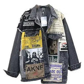 Oversize Denim Jacket Patchwork Urban Street Style