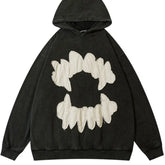 Oversize with teeth embroidery hoodie