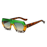 Oversized color block sunglasses with amber tortoiseshell frame and gradient lens