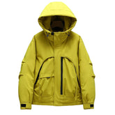 Oversized Hooded Windbreaker Jacket in yellow, featuring durable polyester, zip-up closure, functional pockets, and streetwear-inspired design.