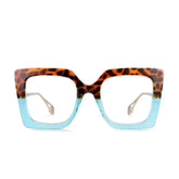 Oversized Square Leopard Pearl Glasses for Women