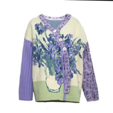 Painting Print Sweater Coat