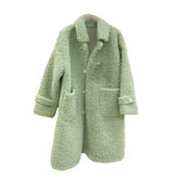 Pastel Color Fluffy Faux Long Coat with Pockets yellow / M