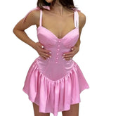 Pastel Corset Sleeveless Backless Short Skirt Dress