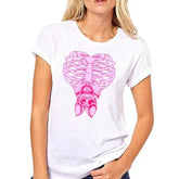 Pastel Goth Cute Bat and Bones Womens T Shirt White / S