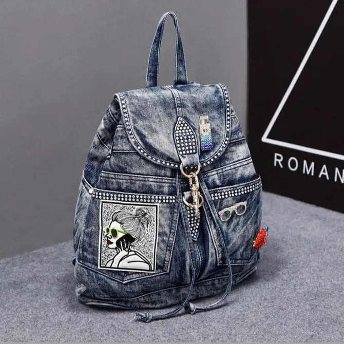 Patches And Shiny Rivets Safety Clasp Backpack