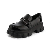 Patent Leather Chunky Platform Buckle Loafers Euro Size