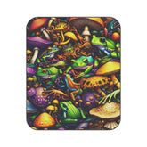 Picnic Blanket with Deep Violet Fungi and Bright Yellow