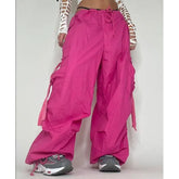 Pink Capris Lace-Up Ribbon Pants