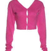 Pink Kawaii Cropped Cardigan Sweater