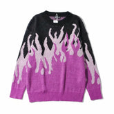 Pink Knitted Double Flame Sweater Purple / One size