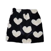 Pink Lolita Love Print Warm Mini Skirt Black / S
