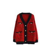 Plaid Pattern Loose Knitted Sweater