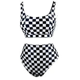 Plaid Printed High Waist Bikini