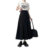 Pleated High Waist A Line Long Skirt