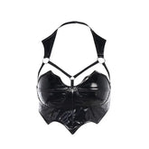 Polyester Bat Black Sleeveless Crop Top / S