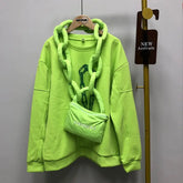 Polyester Chain Long Sleeve Cute Sweatshirt Green With Bag