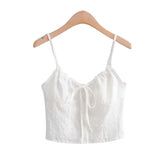 Polyester Drawstring Cropped Tank Top White / S
