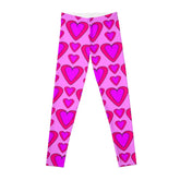Polyester Pink Heart Sports Ankle Legging / S