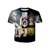 Printed Round Neck Short Sleeve T Shirt Mirrow Moon / S