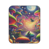 Psychedelic Forest Picnic Blanket with Colorful Mushroom