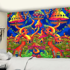 Psychedelic Mushroom Bohemian Home Decor Wall Tapestry - B