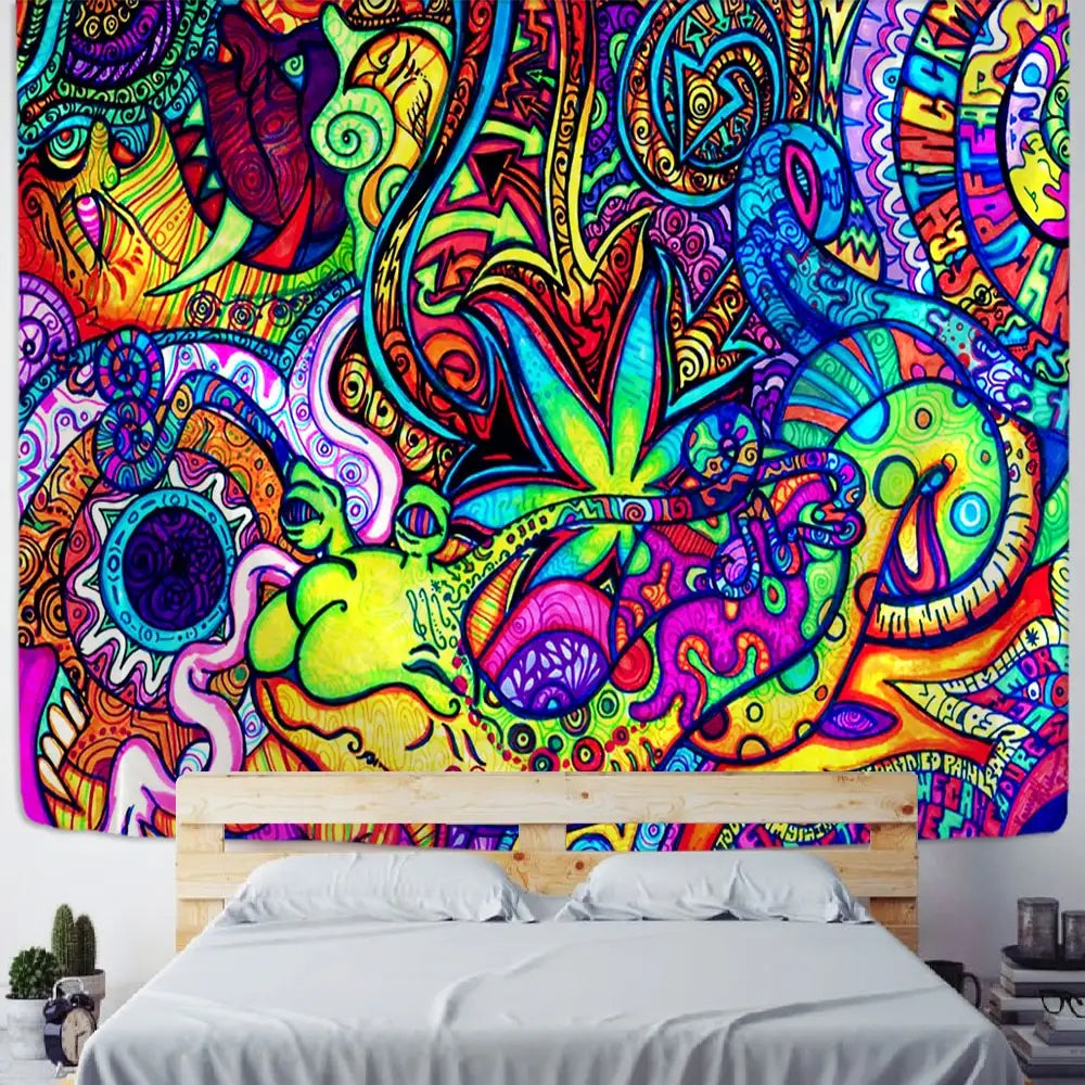 Psychedelic Mushroom Indian Mandala Tapestry Wall