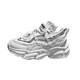 PU Chunky Round Toe Lace Up Sneakers Euro Size White / 36