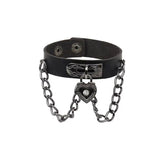 PU Leather Punk Gothic Spike Stud Heart Skull Bracelet Chain