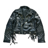 Punk Black Leather Short Jacket for Men and Women
