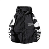 Raglan Letter Print Hooded Jacket