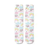 Rainbow Clouds Unicorn Funny Middle Socks Rainbows
