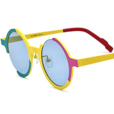Rainbow round sunglasses with acetate colorblock frame and anti UV protection for bold casual style.