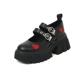 Red Hearths High Heel PU Leather Chunky Sneakers Euro Size