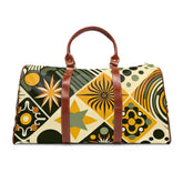 Retro 70s-Inspired Area Travel Bag in Mustard and Olive