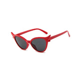 Retro Cat Eye Sunglasses UV400 Acrylic Frame Red-Gray