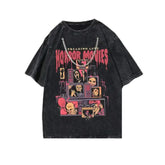 Retro O Neck Horror Movies Printed T Shirt Necklace / M