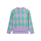 Retro Oversize Round Neck Argyle Sweater