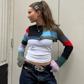 Retro Stripe Cropped Sweater