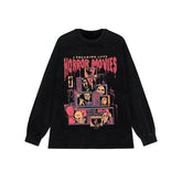 Retro Sweatshirt I Freaking Love Horror Movies Print Black