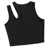 Rib-knit O-neck Sleeveless Crop Top