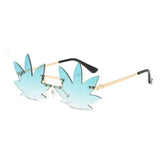 Rimless Maple Leaf Shape Metal Sunglasses