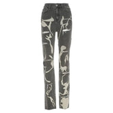 Ripped Denim Hole Stacked Jeans