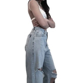 Ripped Destroyed High Waist Jeans