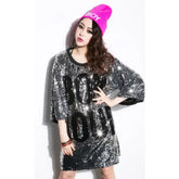 Sequin Mid Length Dress Bon Jour Style Silver / OneSize
