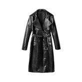 Shiny Crocodile Print Long Trench Coat