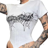 Short Sleeve Gothic White Corset