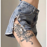 Side Slit High Waist Jeans Shorts