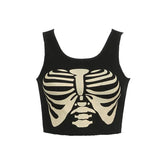 Skeleton Black Gothic Cropped Tank Top